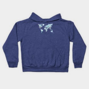 World Map in Blue Kids Hoodie